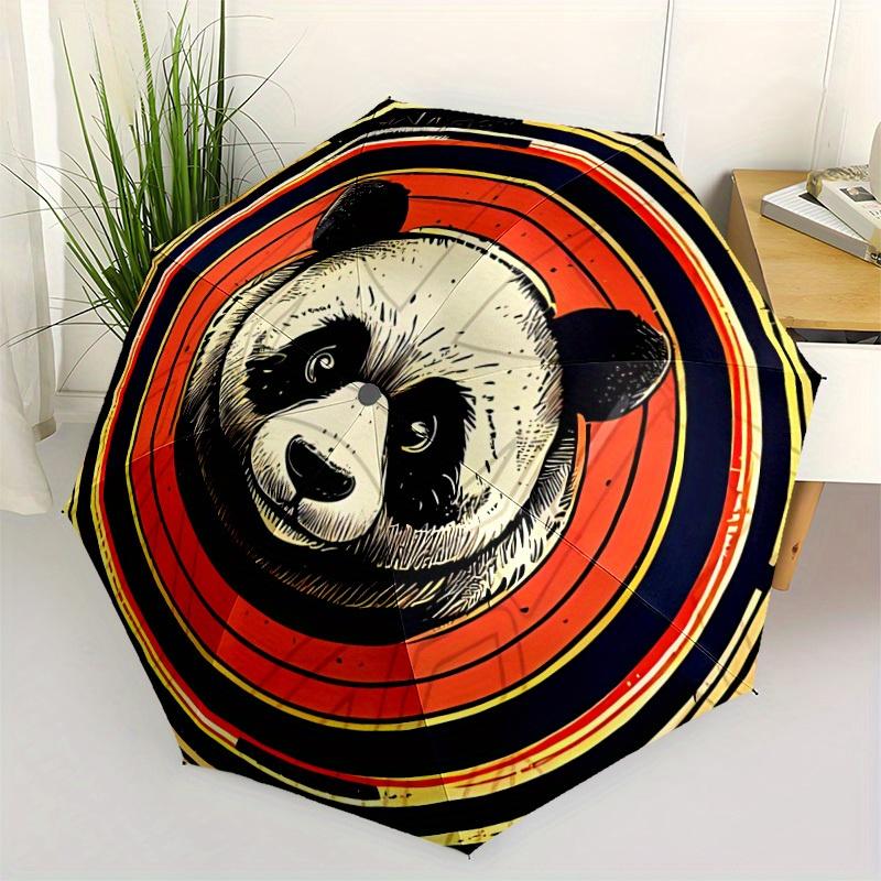 1pc Panda Circle Automatic Umbrella High Quality Canopy, Portable Folding Umbrella with, Ideal Gift for - Travel, Everyday, Formal Events, Stylish Acc