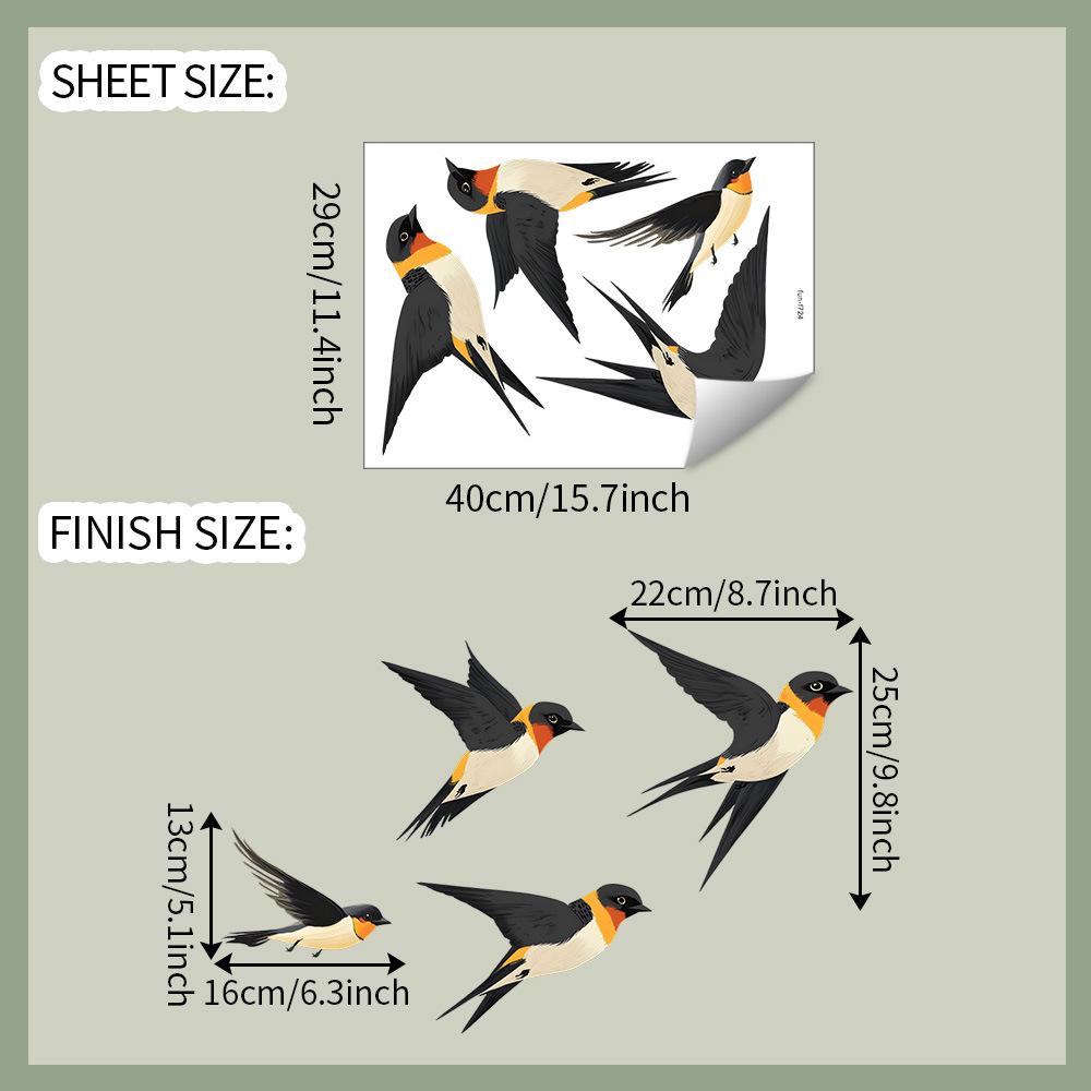 Simple Chinese Style Painted Birds Bedroom Living Room Home Background Beautification Decoration Wall Stickers