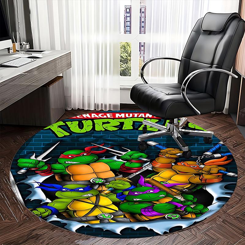 Teenage Mutant Ninja Turtles,TMNT Chair Mat Round Rug Office Carpet, Machine Washable, Non Slip, Suitable for Living Rooms, Bedrooms