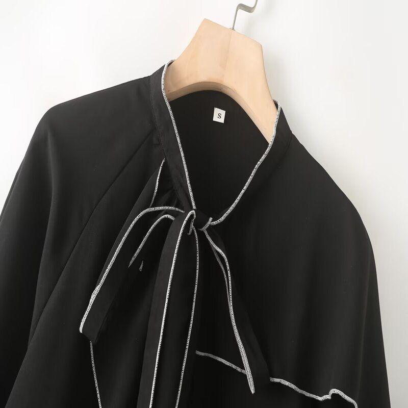 Fashion Style 2024 Fall and Winter New Women's Clothing Stylish Contrast Color Detail Laminated Decoration Shirt 9015309