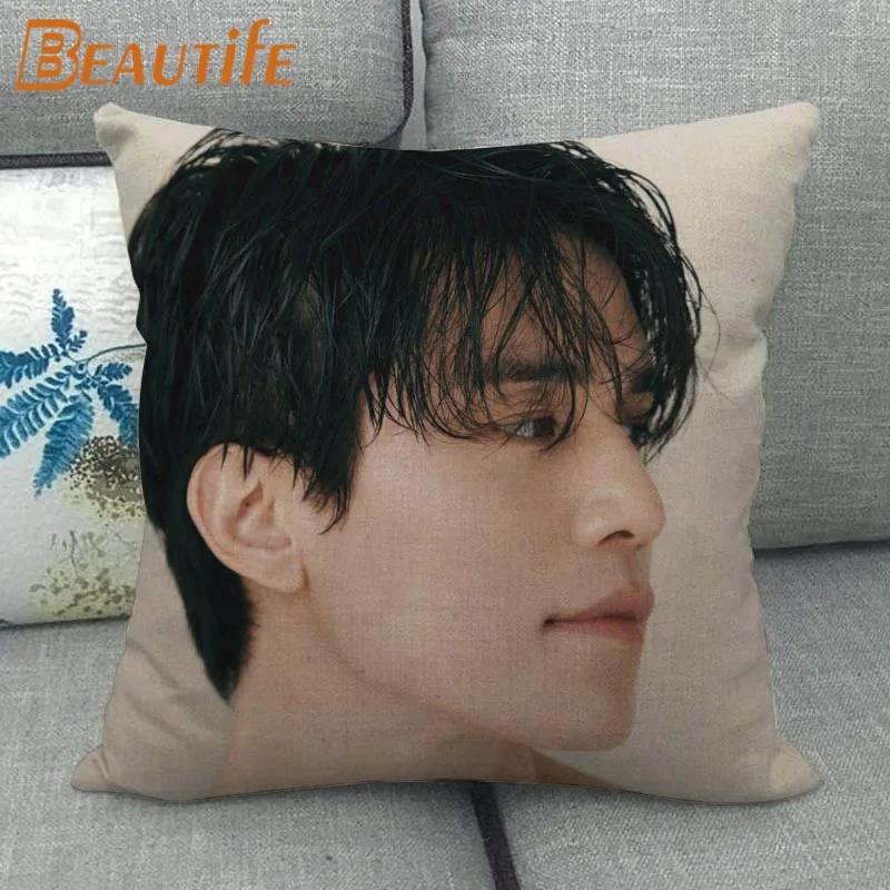 Custom Lee Dong Wook KPOP Pillowcase Wedding Decorative Cotton Linen Pillow Case For Home Pillow Cover 45X45cm One Side