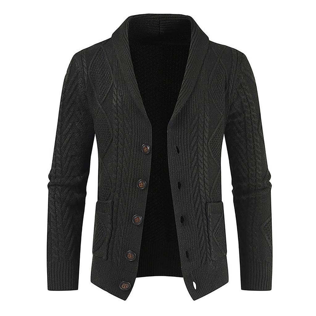 Autumn And Winter Men's Fashion Loose Cardigan Warm Lapel Hooded Jacket Sweater