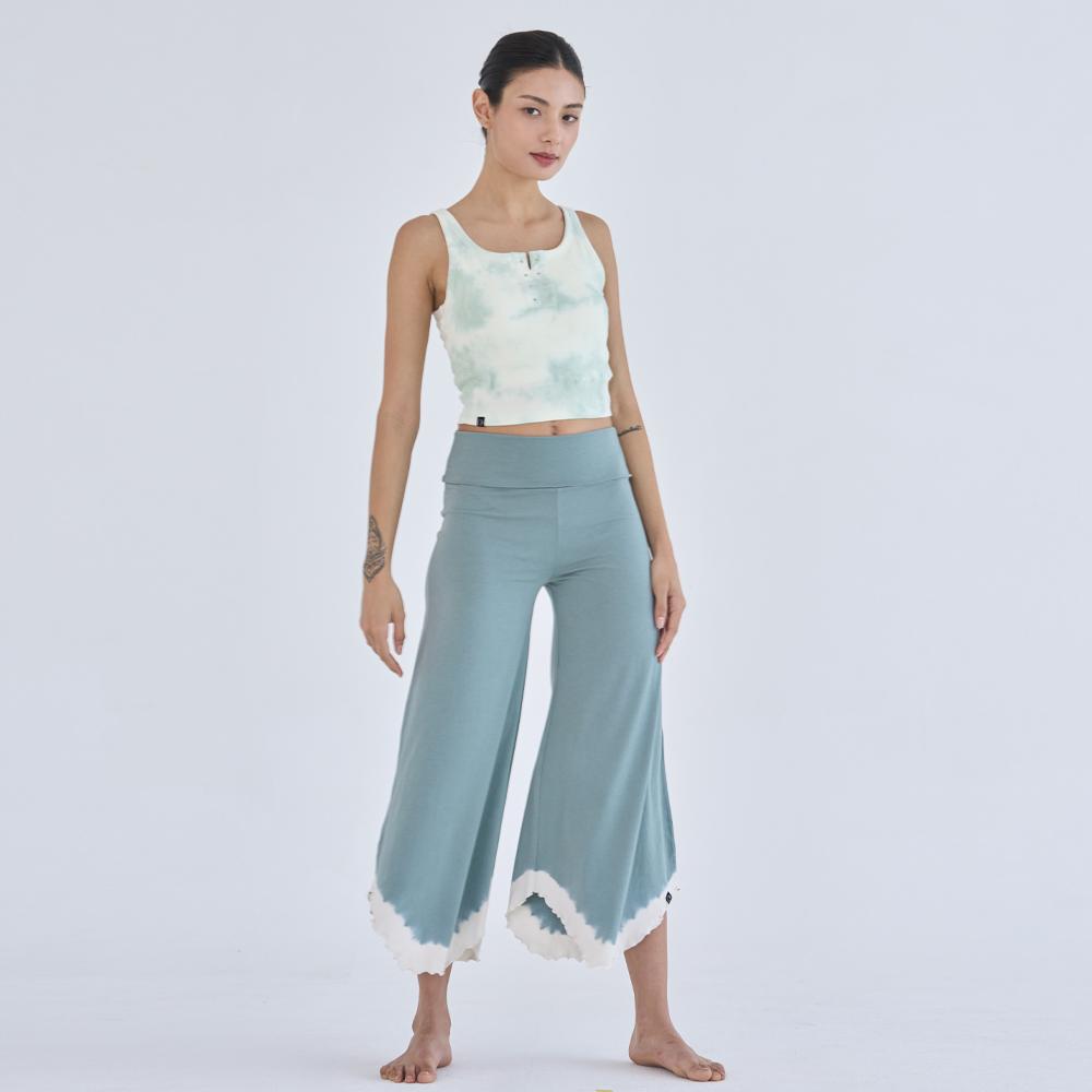 Oz Is Ozpn2113 Modal Crop Flare Pants - Ash Mint