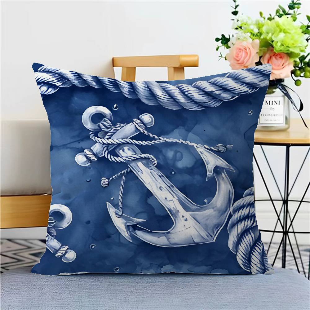 Темно-синий якорь 45*45см Наволочка Чехол для подушки Декор Наволочка Домашняя наволочка Для диванной подушки 18x18Inch