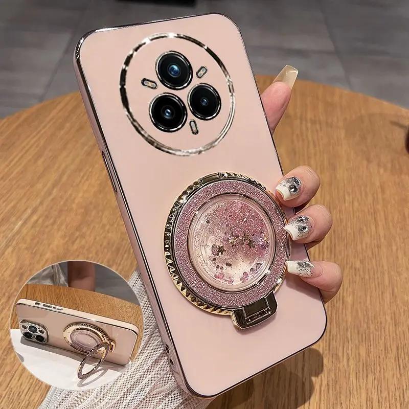 For Realme 14 Pro Fashionable Galvanized Phone Case for Realme 14 13 Pro Plus 12 11 Plus C67 C65 4G 5G Quicksand Bracket Shell