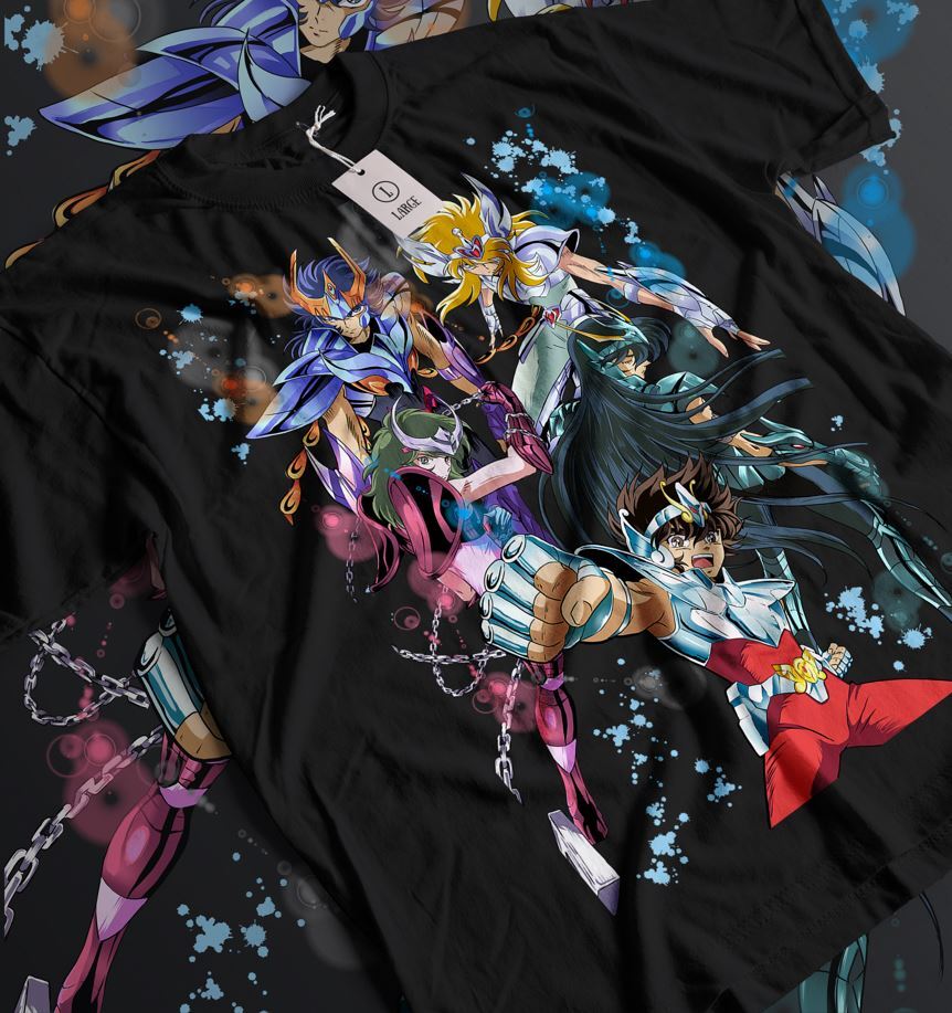 

Saint Seiya T-shirt knights Of the Zodiac Hyoga Ikki Anime Shun Shirt All Size 4XL