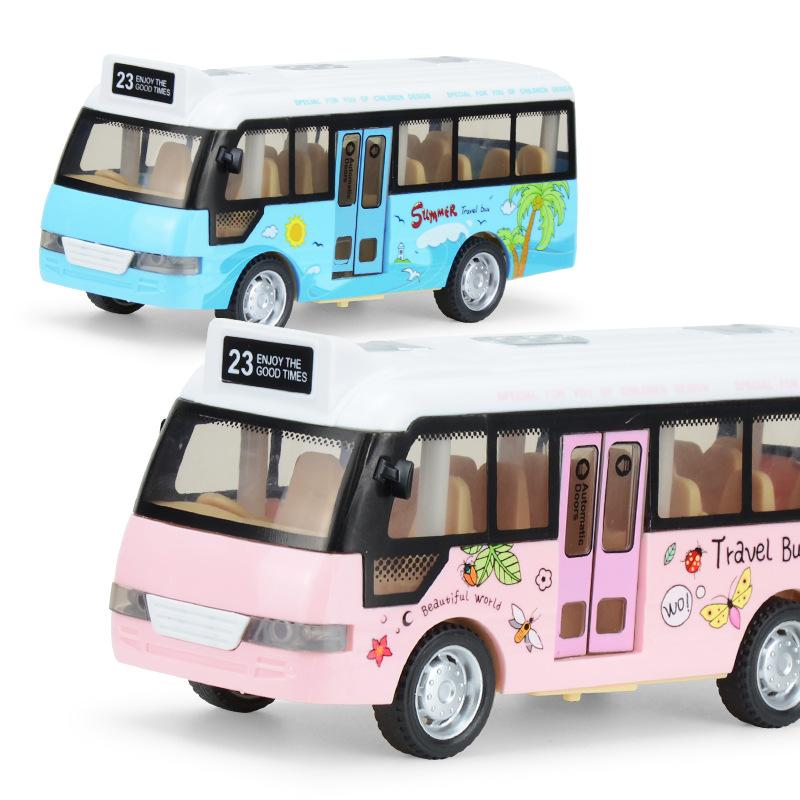 Autobuz Inertial cu Lumini și Muzică pentru Copii, Model Autobuz Simulat, Mașinuță Inertială Jucărie pentru Băieți și Fete