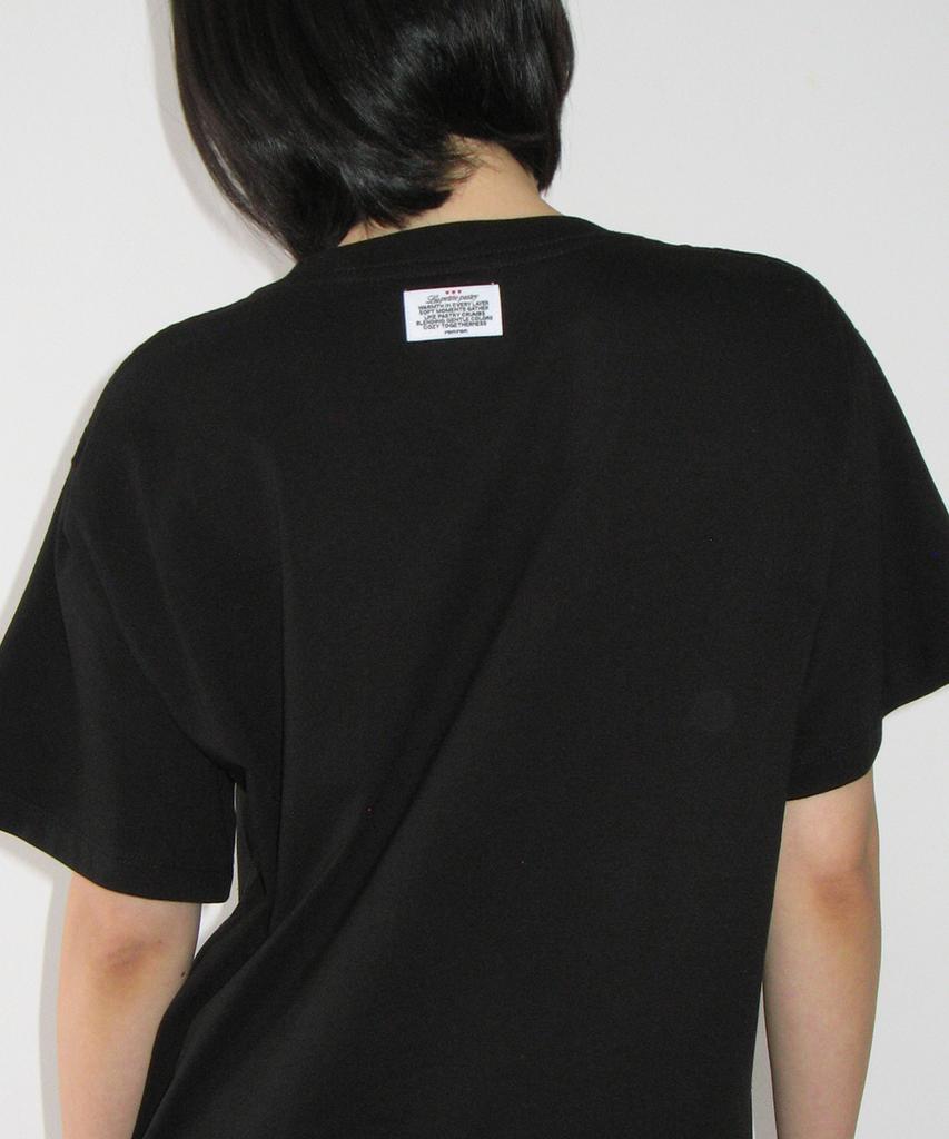 RONRON Ribbon Cat Basic Fit T Shirt Black