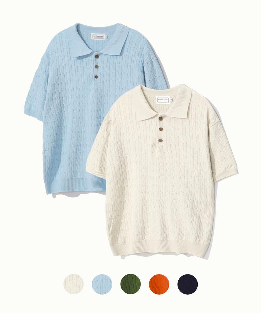 MINIMALCODE Cable Weave Collar Half Knit - 5 Colors