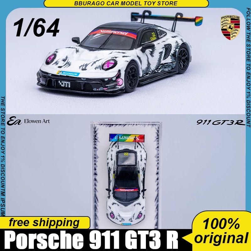 IVQR6 Pre-Sale Elowen Art 1:64 Porsche 911 Gt3 R Himalayan Yeti Snow Livery Limited Edition 500pcs Diecast Model Collectible Boys Toys