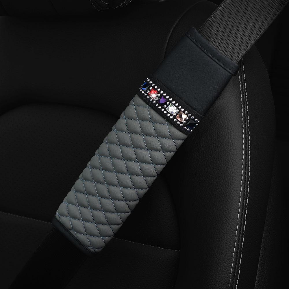 Rhinestone Leather Breathable Car Seat Belt Shoulder Pad Protective