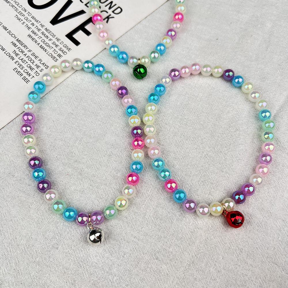Colorful Elastic Pet Collar with Macaron Bell - Stylish Necklace for Cats and Dogs