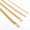 Men's Women's Gold Color Plated Stainless Steel Cuban Link Chain Bracelet for Hand Anklet High Quality Metal Wristband Jewelry
