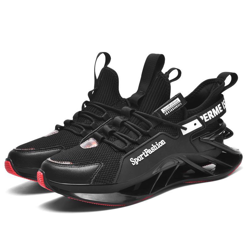 Men's Cross-Border Chinese Style Shock-Absorbing Running Shoes - Spring, Summer, and Autumn Breathable Blade Design, Large Sizes Available.