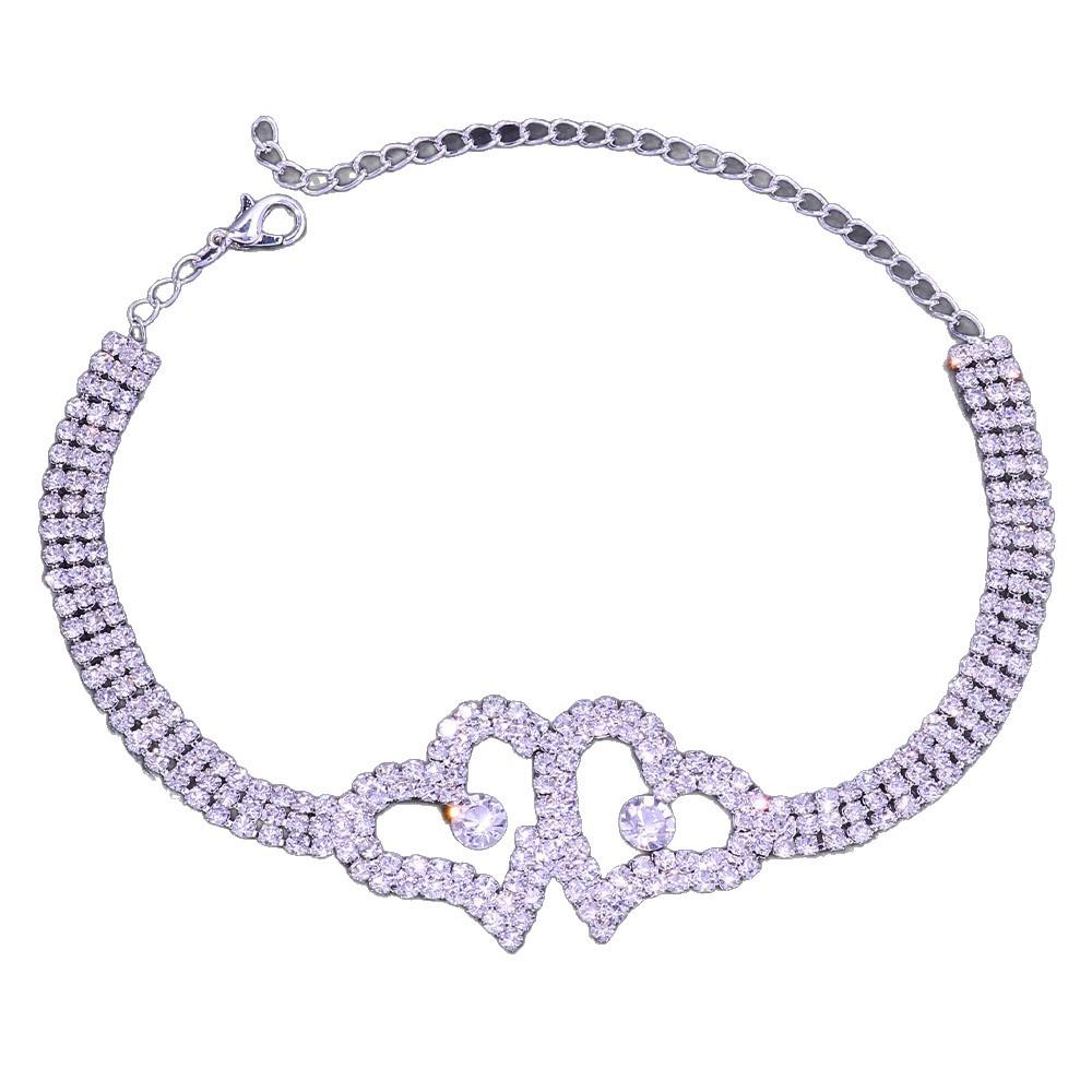 European & American Double Heart Diamond Rhinestone Anklet for Women - Multi-color Cute & Lucky Foot Jewelry