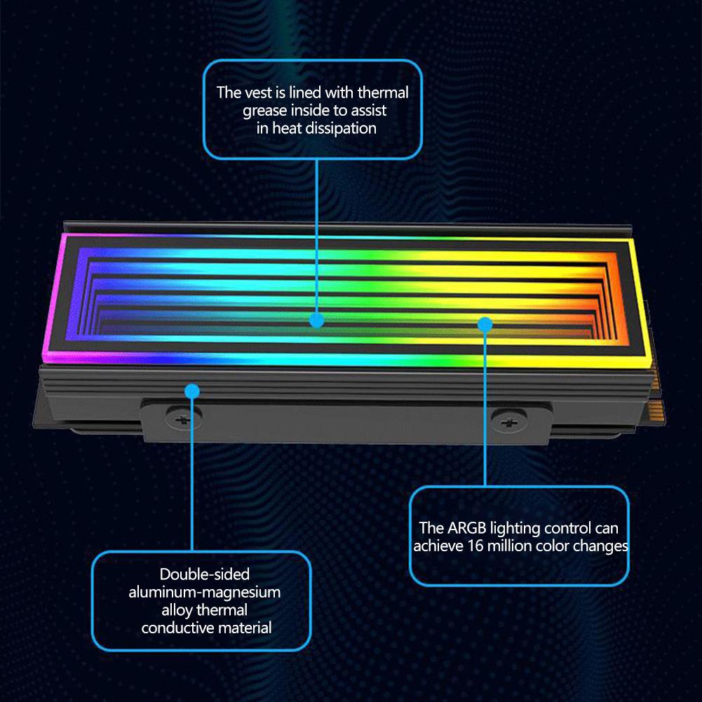 ARGB AURA Plug Sync Computer SSD M2 Radiator Aluminum PC RGB M.2 Nvme Cooler Heatsink Solid State Drive Heat Sink Cooler