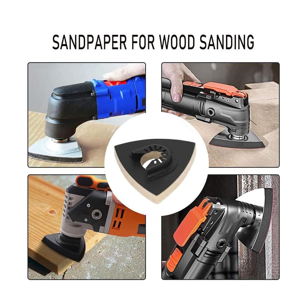 5PCS Triangular Wool Polishing Pad 3.1 Inch Felt Polishing Pads with Alloy Steel Base for Oscillating Tools Metal Stone Surface Detailing Work