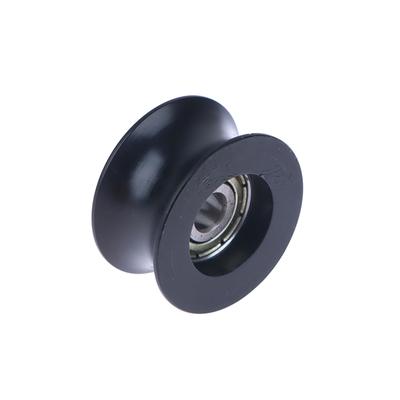 Black 14Mm Diameter Track Wheel Rubber Coating 5*26*13 Nylon Pom Wrapped Plastic Bearings Pulley U-Shaped Groove