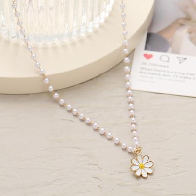 Clavicle Necklace Temperament Decorative Dainty Stylish High Shine Faux Pearl Beaded Chain Clavicle Necklace Fashion Jewelry