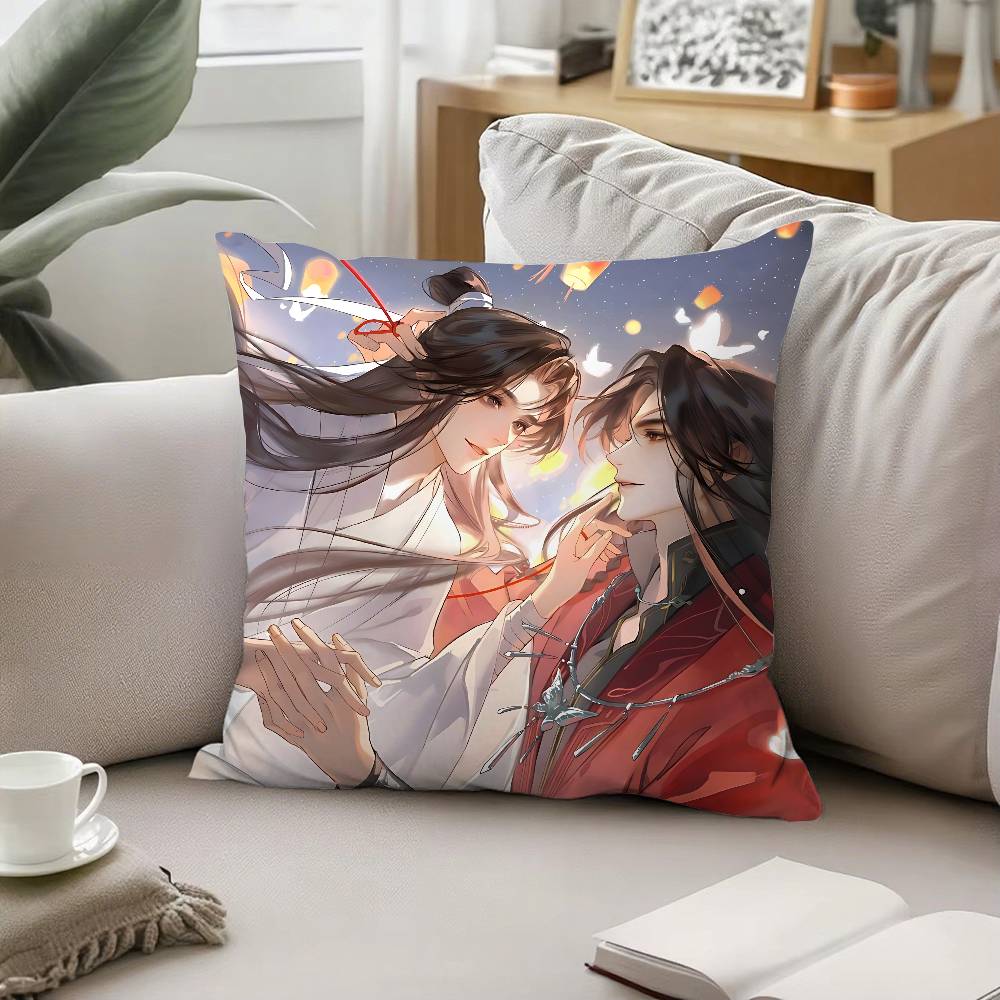 Anime Heaven Officials Blessing Throw Pillow Covers Pattern Cushion Cover Suitable For Sofa Bedroom Car Pillow Cover