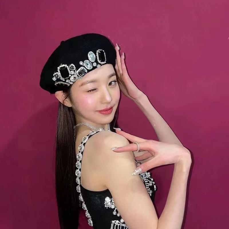 Nouveau béret de luxe fait main en strass bonnet classique béret français chapeau décontracté d'hiver pour femme chapeau de fille