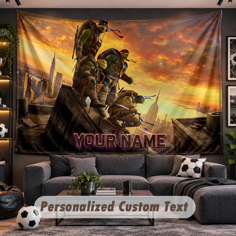 Wall Hanging Tapestry Custom NameTeenage Mutant Ninja Turtles Pattern Personalized Printed Fabric Wall Decor
