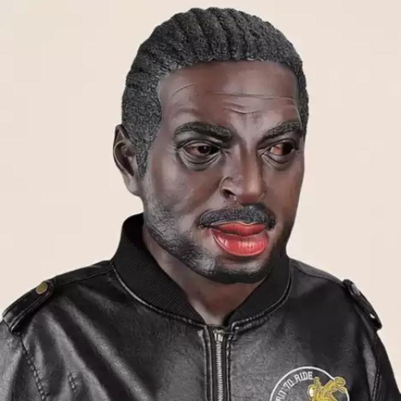 Латексная маска афроамериканца Adult size чёрный