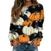 Women's Casual Neck Long Sleeve Raglan Halloween Print Sweatshirt