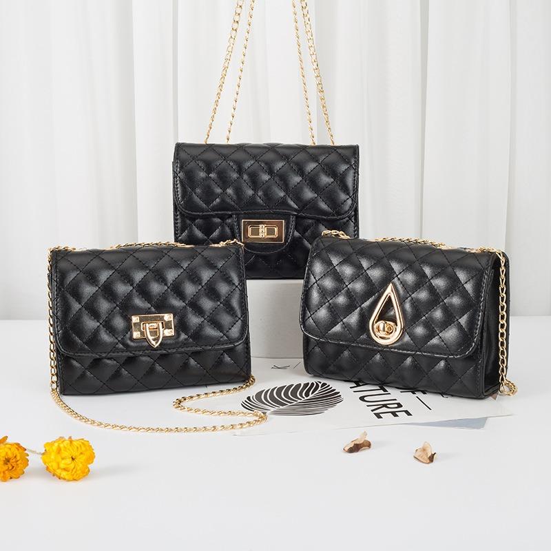 Fashion trend single shoulder women's bag new striped tassel diamond square buckle chain crossbody small square bag