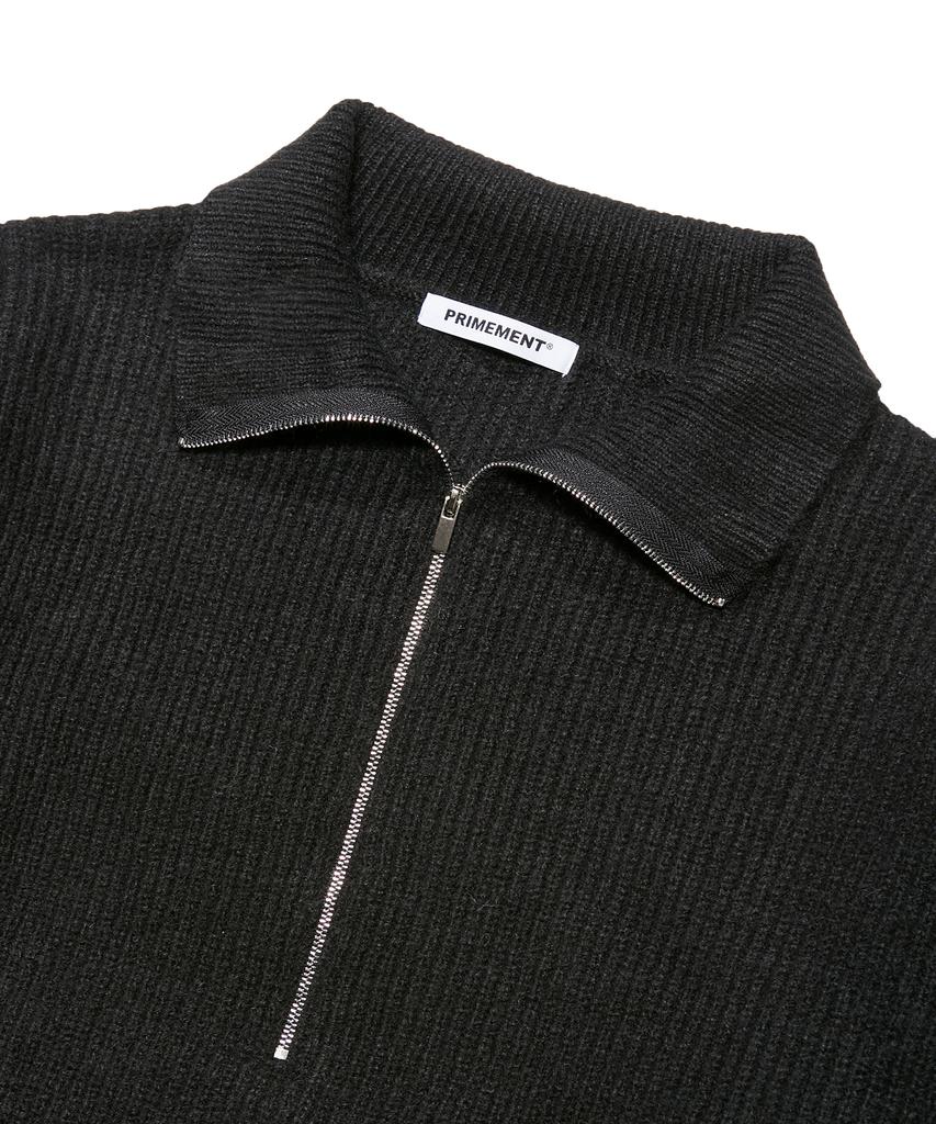 PRIMEMENT Woll-Halbzipper-Strickware Schwarz