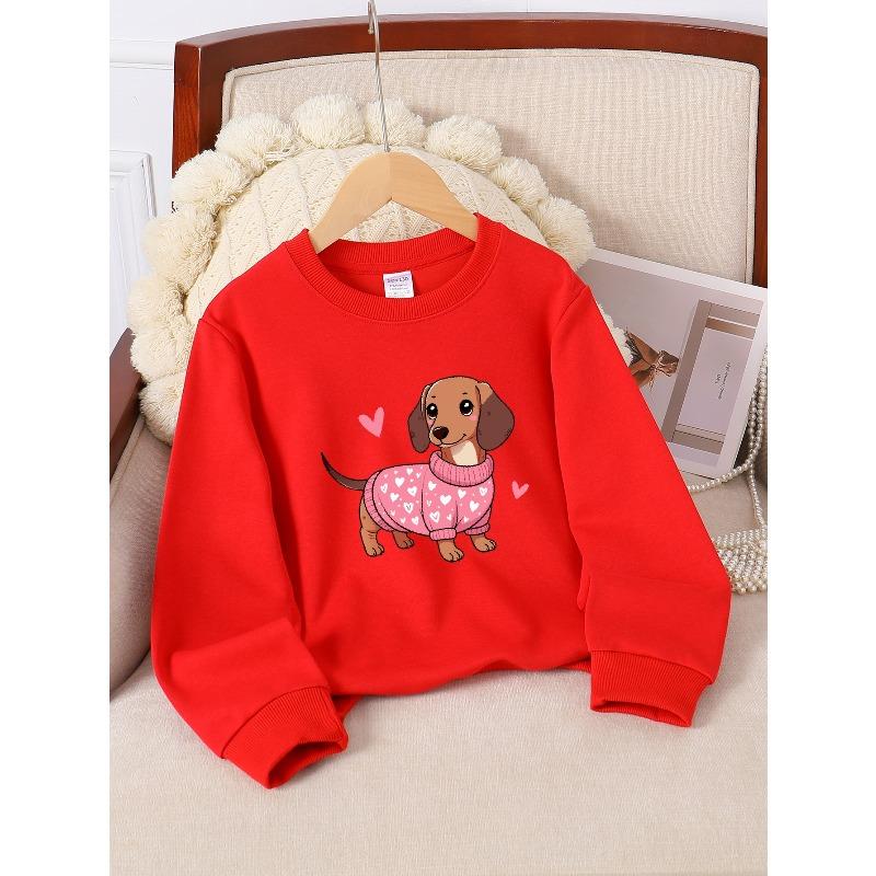 European sizes Kids' Casual Printed Round Neck Pullover, Kids' Fashion Round Neck Sweatshirt with Adorable Animal Prints, Casual Comfortable
