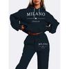 Womens Casual Hoodie Set Long Sleeve Sportswear Street Style Printed Loungewear