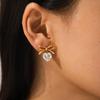 Stainless Steel Zircon Heart & Bow Earrings - European & American Inspired Luxury Titanium Jewelry