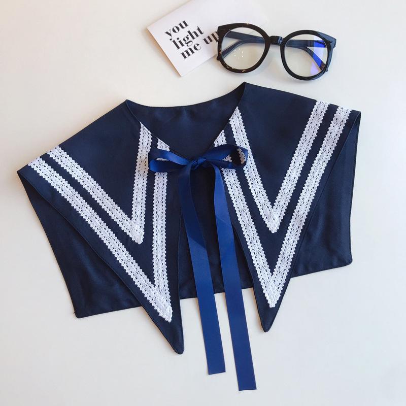 

Perfect Match Japanese Girls College Style Navy Fake Collar Small Shawl False Collar Student Korea British Bandage Detachable Collar Women