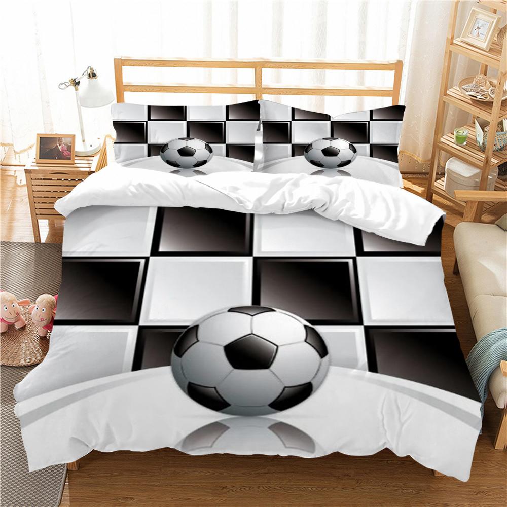 3D Football Printing Home Bedclothes Comforter Duvet Cover Bedding Set Duvet Covers Boy Children Bed Suit Comfortable