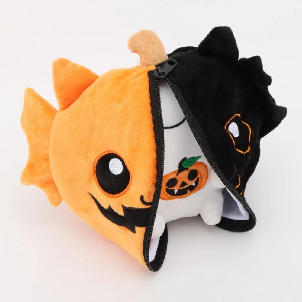 Cute Halloween Pumpkin Bat Plush Toy Transformable Stuffed Animal Magical 2-in-1 Kawaii Bat/Pumpkin Hybrid Plushie Gift for Kids