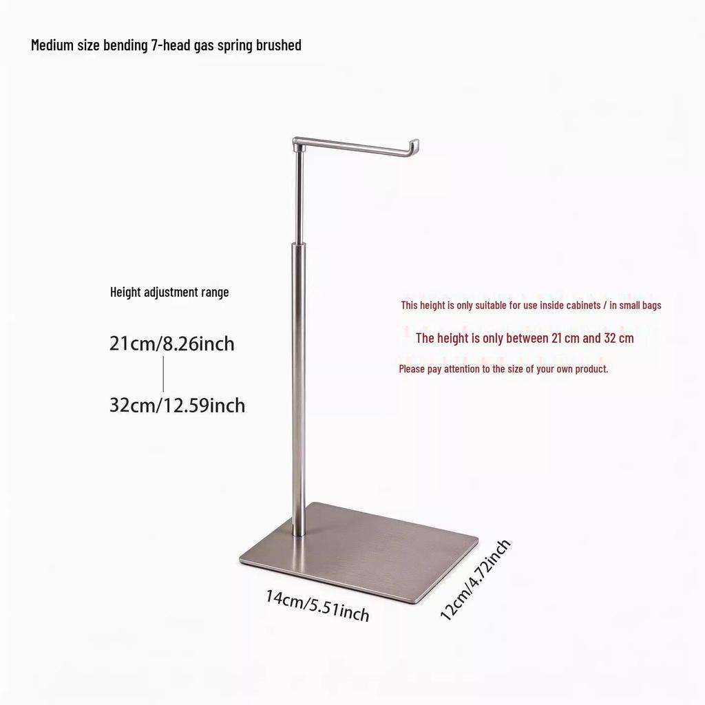 Adjustable Stainless Steel Handbag Display Stand with Gas Spring