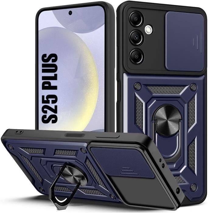 Case for Samsung Galaxy S25 Plus (Galaxy S25+) Rigid Shockproof with Ring Stand and Lens Protection - Navy Blue