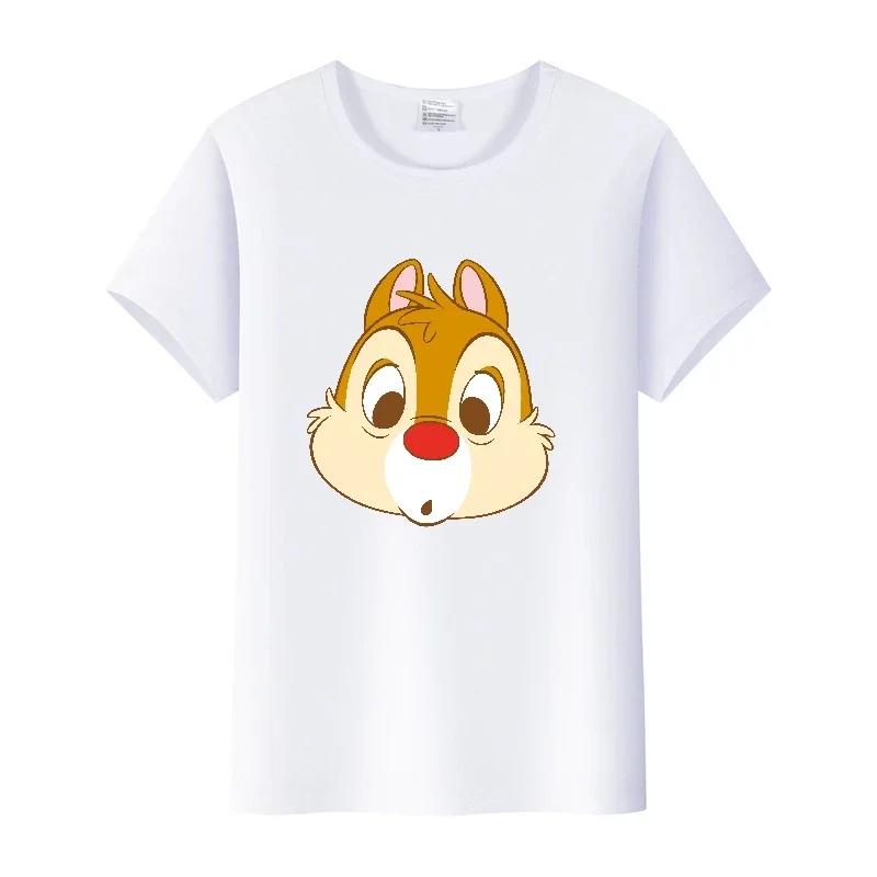 Casual Cartoon Chip 'n' Dale Graphic t-shirt Summer Blouses White Tees Clothes Y2K Tshirt Oversized Tops Unisex