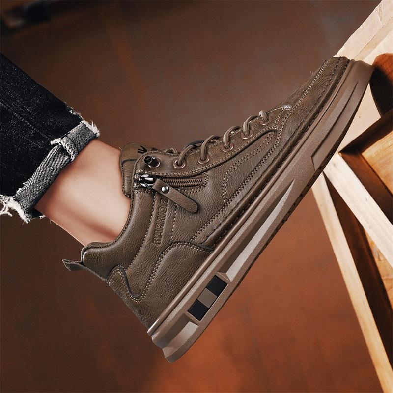 Warrior Thick Sole Trendy Comfortable Versatile Slip Resistant Shock Absorbing Wear Resistant Low Top Skate Shoes Men Sneaker Brown WXP(WZ)-243803