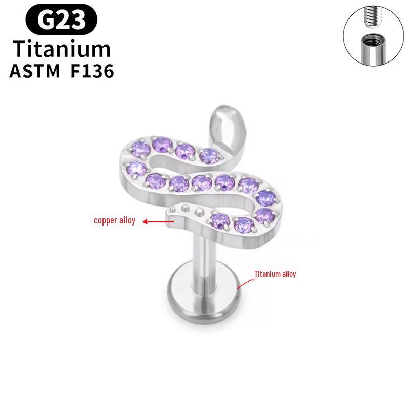 G23 Titanium Butterfly Lip & Ear Cartilage Stud Earrings with Internal Thread - Simple, Luxurious Design for Women's Piercings