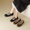 Augustine Black Mary Jane Women's Shoes 2025 New Autumn One-pedal French Retro Shallow Mouth Fashion Single Shoes