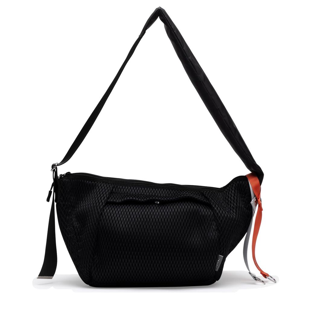 Edita Edt-120 Mesh Body BagShoulder Bag for Men and Women, Lightweight, Large Capacity, Machine Washable, Diameter Black, Size L