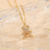 Little Bear Inlaid Love Zircon Women's Party Stainless Steel Plated 18K Gold Hypoallergenic Jewelry Pendant Necklace