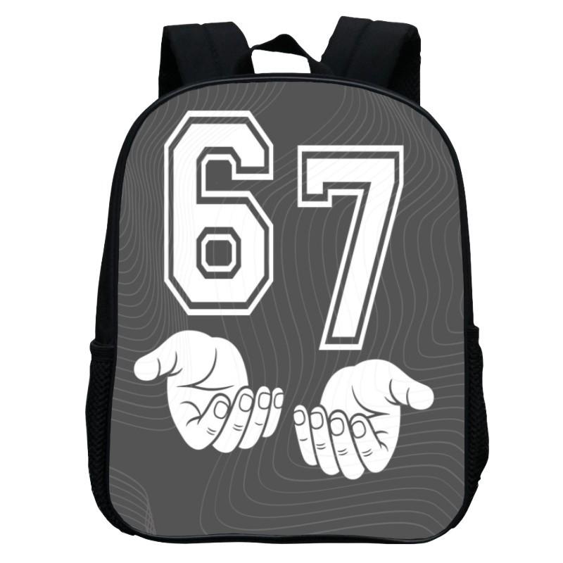 Printed Kindergarten 67 Six Seven Schoolbag, Cartoon Animation 12-inch Backpack Casual and Light
