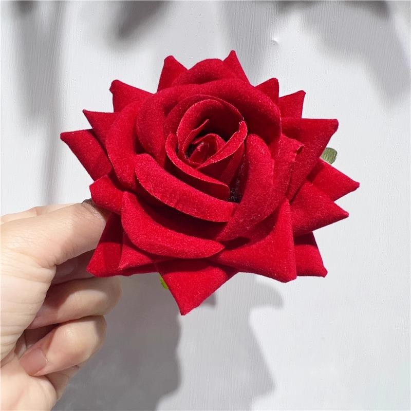 

Реалистичная бархатная роза Заколка для волос с когтями Фото Атмосфера Цветок Заколки для волос Аксессуары для волос Пучок Акула Зажимы Red duckbill clip