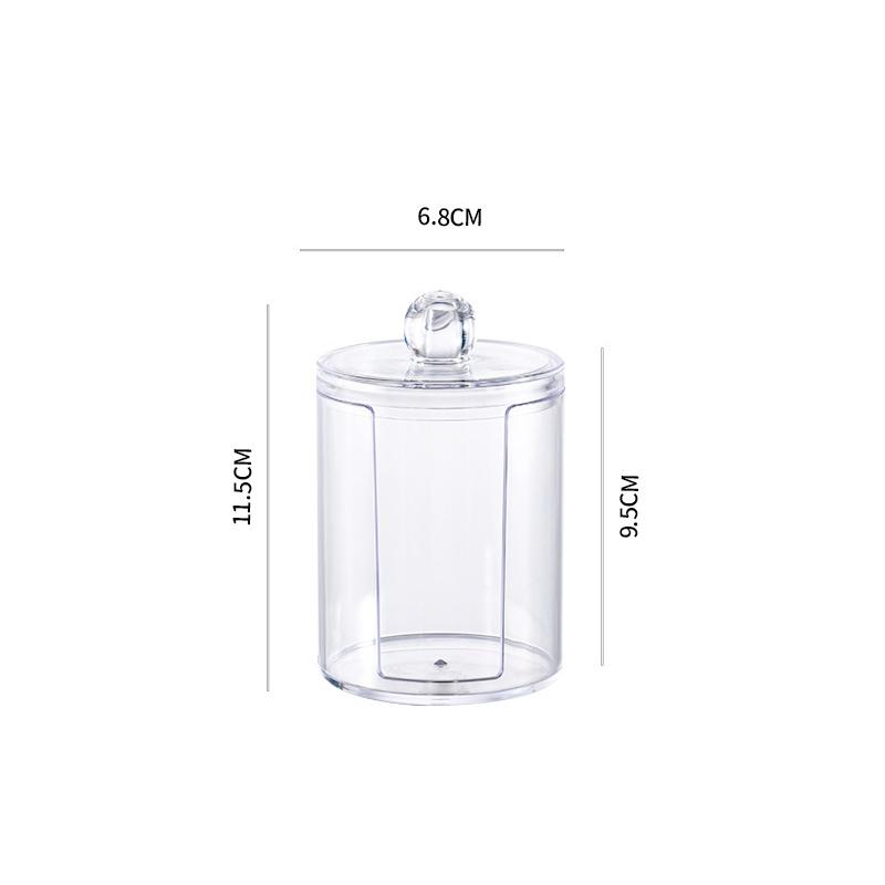 Round Acrylic Cotton Swab Box With Lid Dustproof Makeup Cotton Storage Toothpick Organizer Box