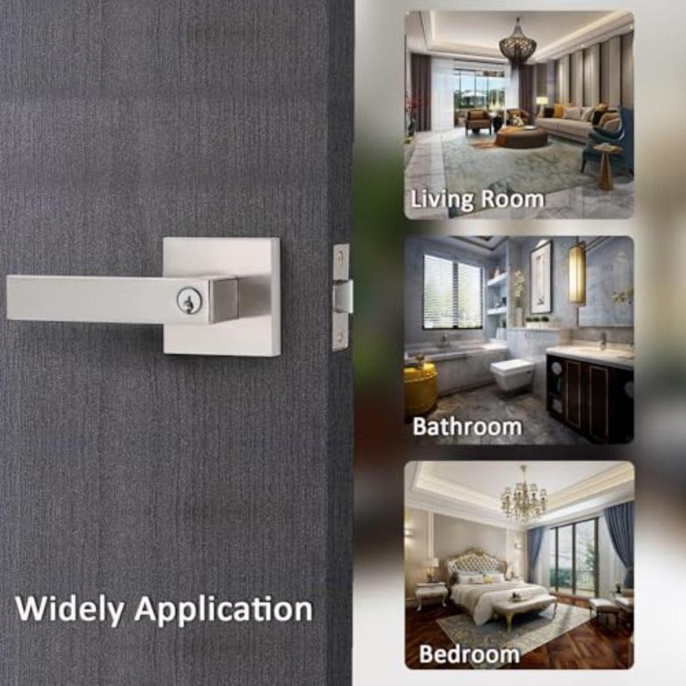 Square Three-pole Handle Lock Aluminum Zinc Zinc Alloy Interior Bedroom Burglar Lock Bathroom