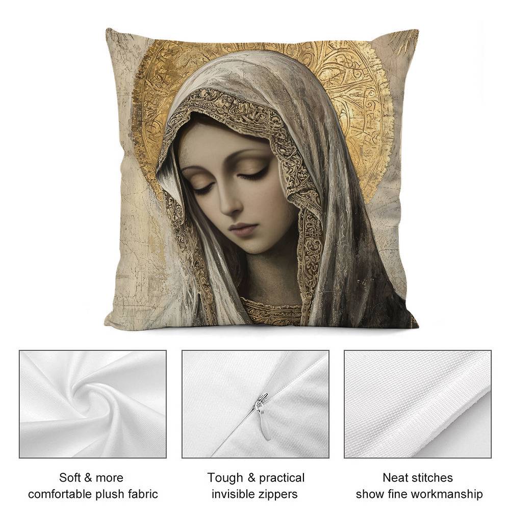 Retro V-Virgin Mary Pillow Case Plush Fabric Soft Pillowcase Double Sided Print Cushion Cover Household Gifts