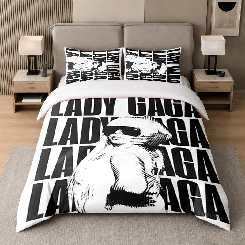 3Pcs Bed Set,Lady Gaga 1 Duvet Cover and 2 Pillowcases, Printed Bedding Decor For Guest Room